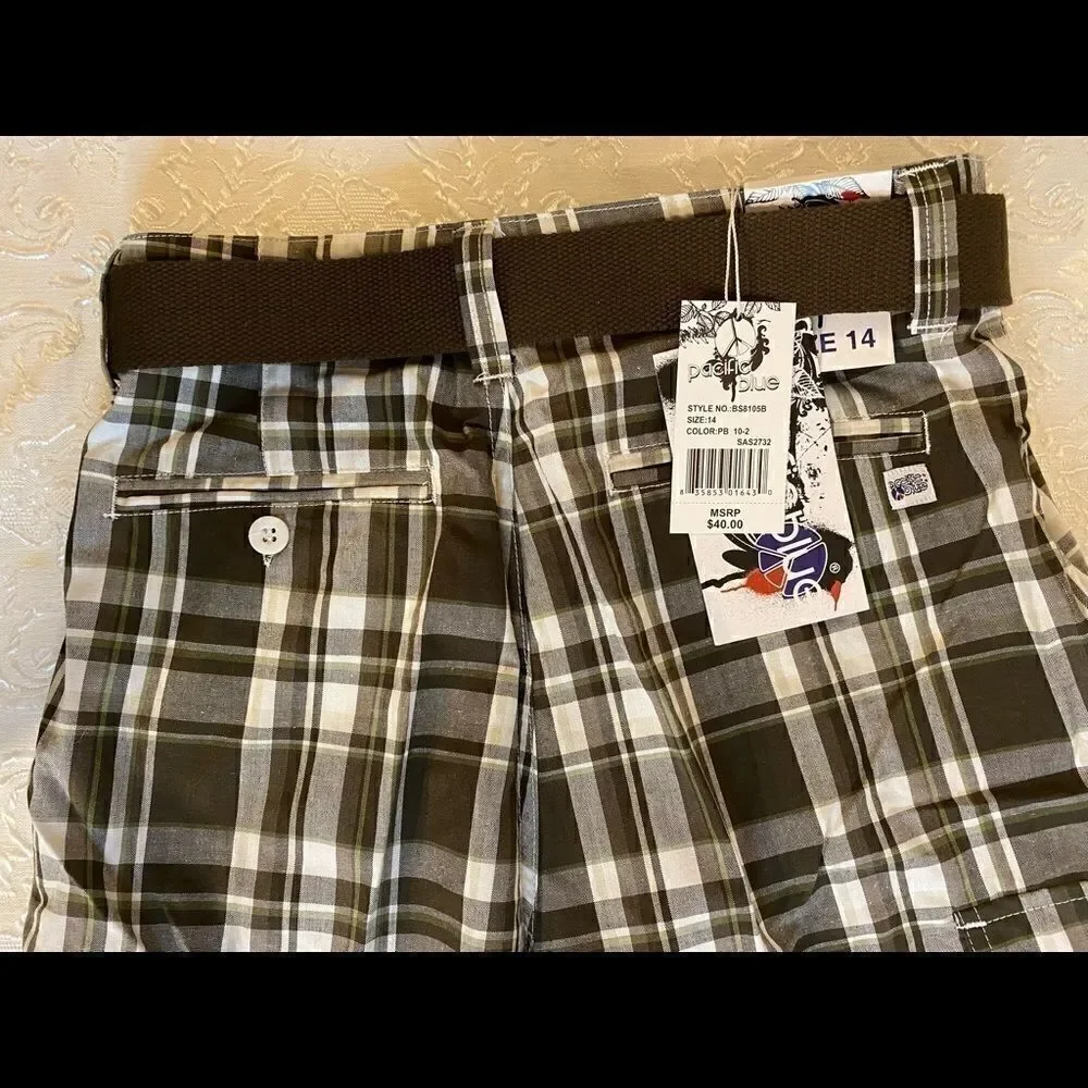 Pacific Blue Boys Plaid Fashion Shorts size14 - Picture 2 of 10